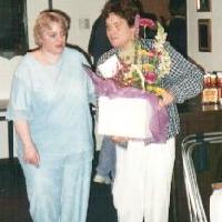 Gail with Barb A carrying flowers